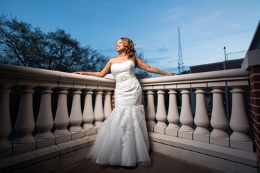 Another Bride in the corner of the patio railing